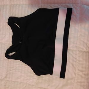 Fabletics Black & White Sports Bra, Large
